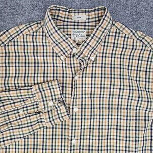 J. Crew Button Down Shirt Mens Large L Multicolor Check Slim Secret Wash Stretch